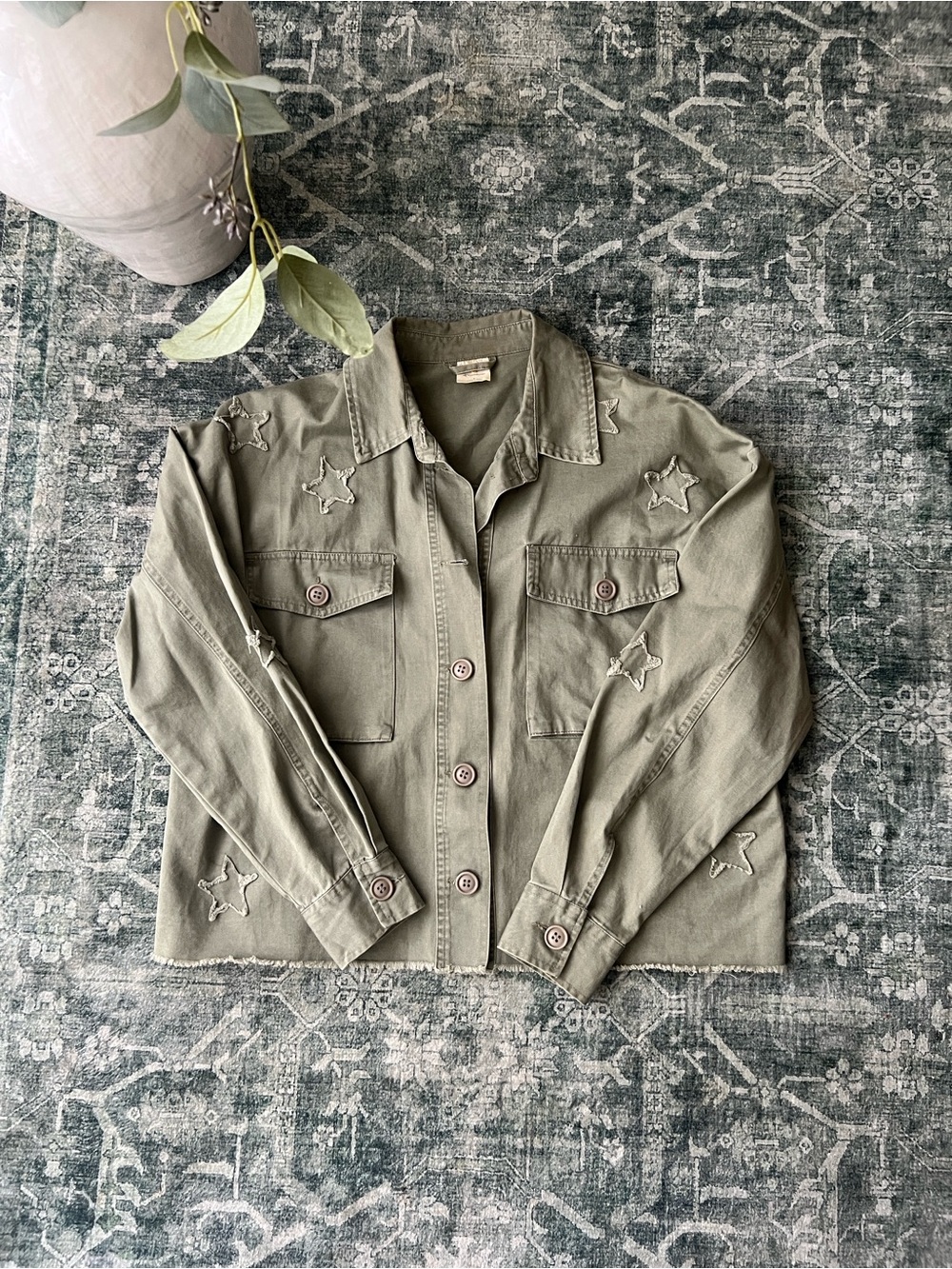 By Together Olive Star-Appliqué Utility Jacket
